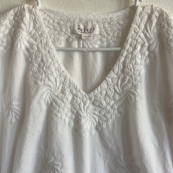 VELVET BY SPENCER & GRAHAM WHITE LUCEE EMBROIDERED SWIM COVERUP/CAFTAN - Picture 4 of 7